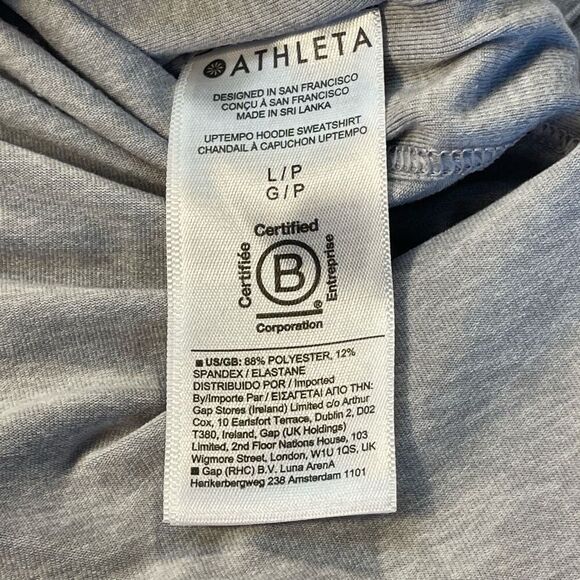 Athleta Gray Long Sleeve Uptempo Ultra Soft Athletic Sweatshirt Hoodie Large - Picture 4 of 9